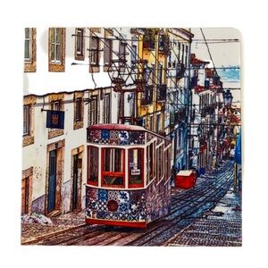 LAST CHANCE SALE! Lisbon Portugal Tile Coaster Cork Backing Wall Art Decor Gift